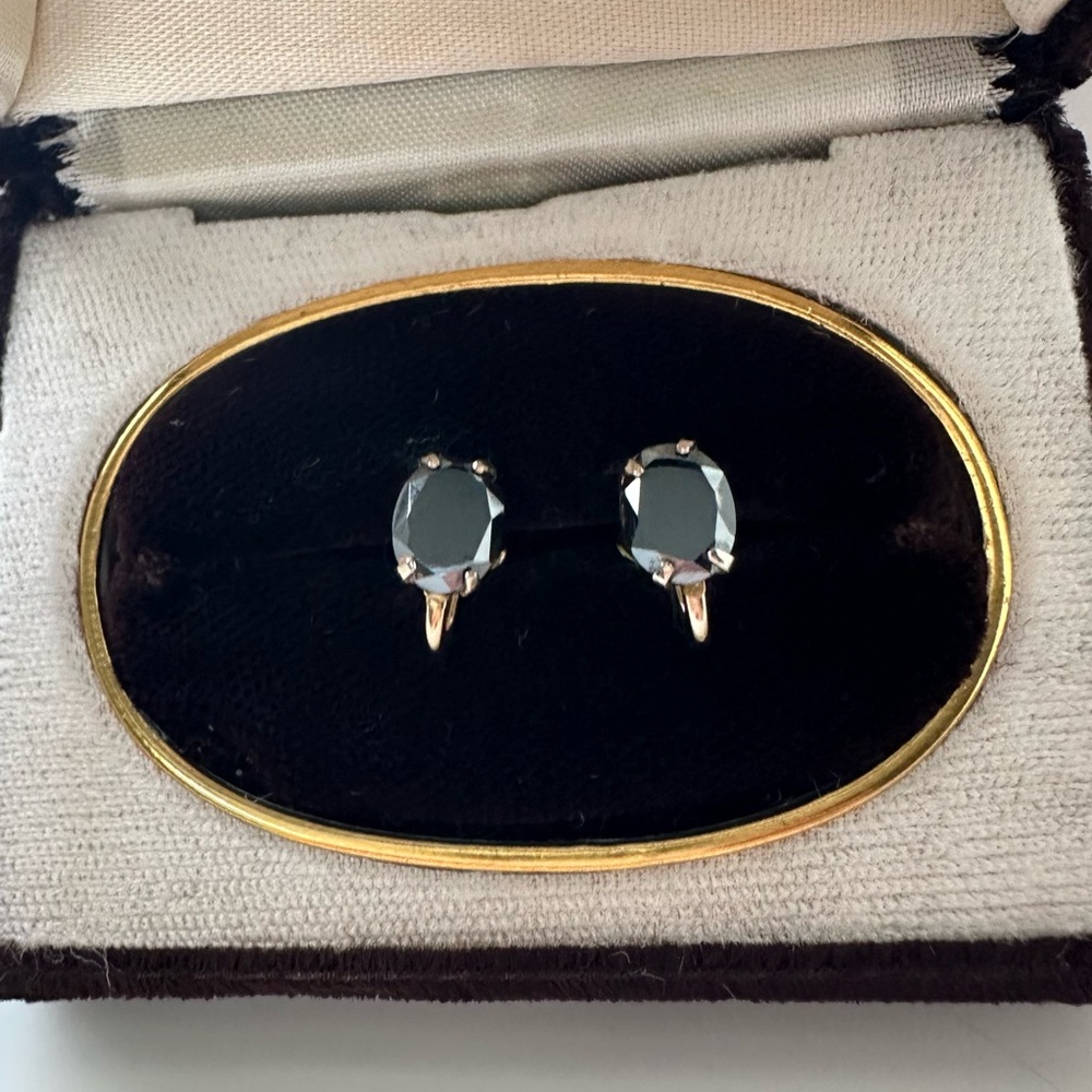 Vintage | 12KT Gold-Filled Alaska Black Diamond Earrings